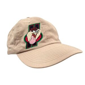 Vintage‎ Looney Tunes Taz Head Start Hat Cap Warner Bros 1995 Beige